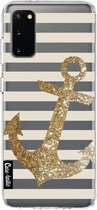 Casetastic Samsung Galaxy S20 4G/5G Hoesje - Softcover Hoesje met Design - Glitter Anchor Gold Print