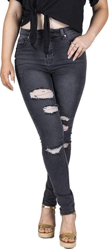 Ripped Skinny Dames Jeans - Grijs - 10, Grijs | bol.com
