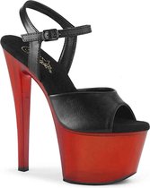 Pleaser Sandaal met enkelband, Paaldans schoenen -35 Shoes- SKY-309T Paaldans schoenen Zwart/Rood