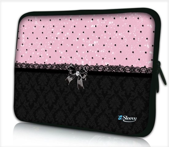 Tablet hoes / laptophoes 10,1 inch patroon chic roze zwart - Sleevy -  laptop sleeve -... | bol.com