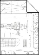 Proefstaal ESTAhome behang constructietekeningen van vliegtuigen wit - 128812 - 26,5 x 21 cm