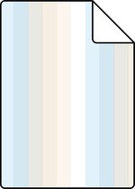 Proefstaal ESTAhome behangpapier strepen regenboog lichtblauw en beige - 138925 - 26,5 x 21 cm