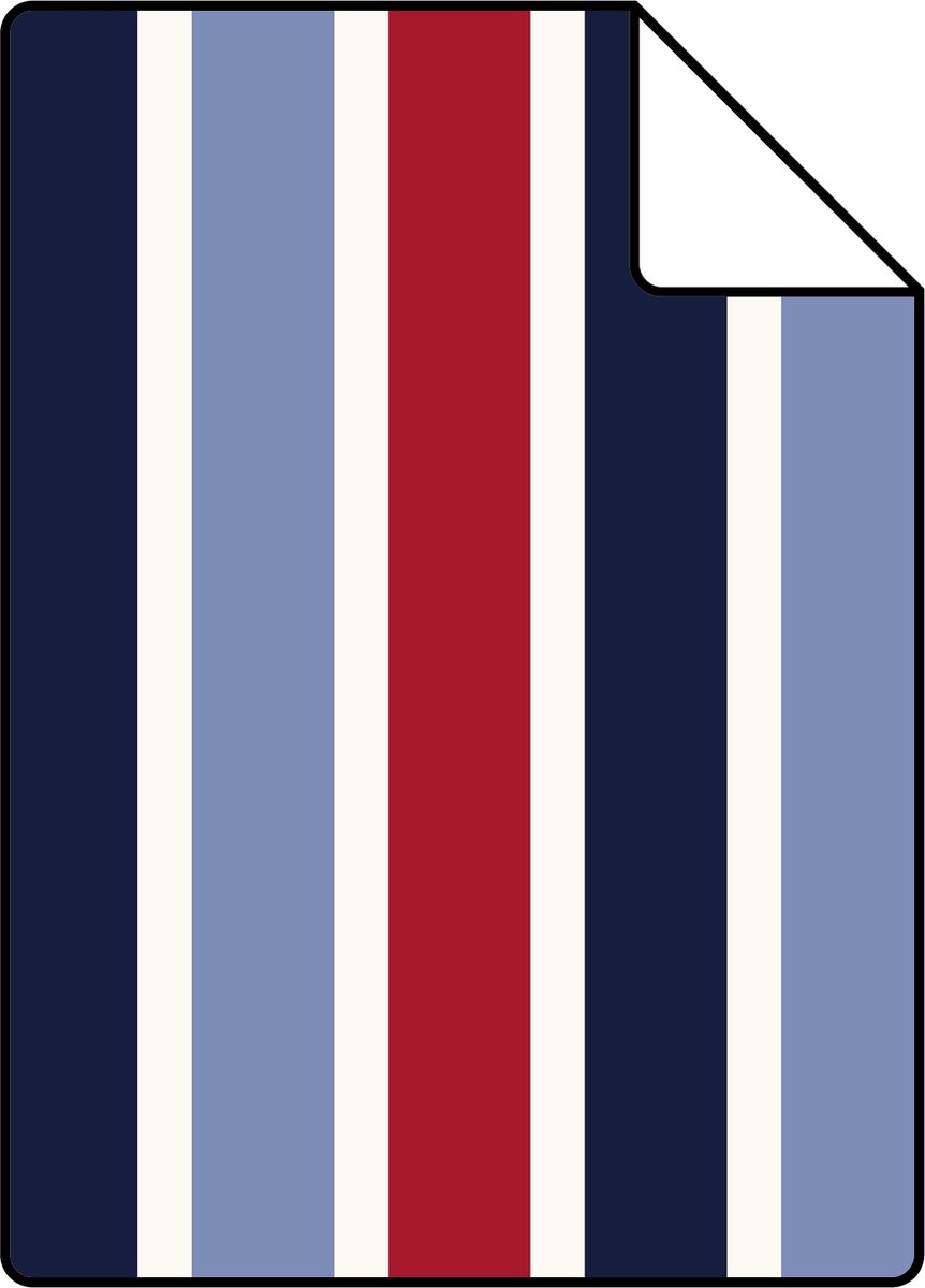 Proefstaal ESTAhome behang strepen marine blauw en rood - 26.5 x 21 cm - 115816-S