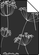 Proefstaal ESTAhome behangpapier schermbloemen zwart wit - 139105 - 26,5 x 21 cm