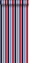ESTAhome behangpapier strepen marine blauw en rood - 115816