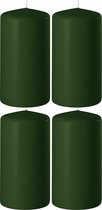 4x Donkergroene cilinderkaarsen/stompkaarsen 6 x 8 cm 27 branduren - Geurloze kaarsen donkergroen - Woondecoraties