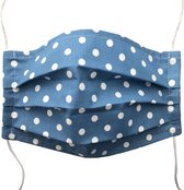 3x Mondkapje Dots Jeans stof wasbaar 2 laags. Elastiek gemakkelijk op maat te maken. NIET Medisch