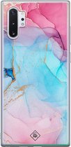 Samsung Note 10 Plus hoesje siliconen - Marmer blauw roze | Samsung Galaxy Note 10 Plus case | multi | TPU backcover transparant