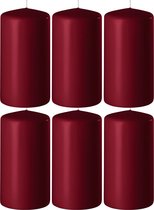 6x Bordeauxrode cilinderkaarsen/stompkaarsen 6 x 8 cm 27 branduren - Geurloze kaarsen bordeauxrood - Woondecoraties