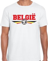 Belgie landen / voetbal t-shirt met wapen in de kleuren van de Belgische vlag - wit - heren - Belgie landen shirt / kleding - EK / WK / voetbal shirt XL