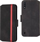 Voor Galaxy A01 vintage matte olierand horizontale flip lederen tas met beugel en kaartsleuven (zwart)