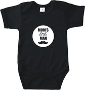 Rompertjes baby met tekst - Mom's little man - Romper zwart - Maat 74/80
