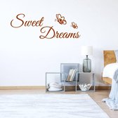 Muursticker Sweet Dreams -  Bruin -  160 x 56 cm  -  slaapkamer  engelse teksten  alle - Muursticker4Sale