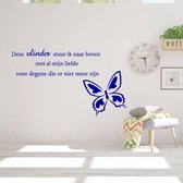 Muursticker Vlinder Naar Boven -  Donkerblauw -  160 x 95 cm  -  woonkamer  slaapkamer  nederlandse teksten  alle - Muursticker4Sale