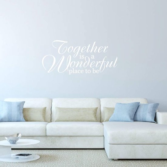 Together Is A Wonderful Place To Be Muurtekst - Wit - 160 x 73 cm - woonkamer alle