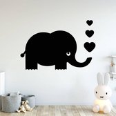 Muursticker Olifant Met Hartjes -  Geel -  100 x 71 cm  -  baby en kinderkamer  alle  dieren - Muursticker4Sale