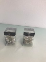 Kerstballen slinger zilver. twee stuks. Met LED