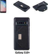 UNIQ Accessory Galaxy S10 Plus Kunstleer portemonnee Hard Case Back cover - Zwart (S10 Plus)