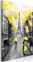 Schilderijen Op Canvas - Schilderij - Paris Rendez-Vous (1 Part) Vertical Yellow 80x120 - Artgeist Schilderij