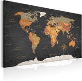 Schilderijen Op Canvas - Schilderij - World Map: Secrets of the Earth 60x40 - Artgeist Schilderij