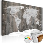 Schilderijen Op Canvas - Afbeelding op kurk - World of Wood [Cork Map] 60x40 - Artgeist Schilderij
