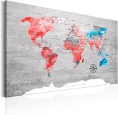 Schilderijen Op Canvas - Schilderij - World Map: Red Roam 90x60 - Artgeist Schilderij