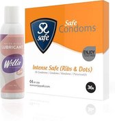Intense Safe - combi pakket - Ribbels/Noppen condooms