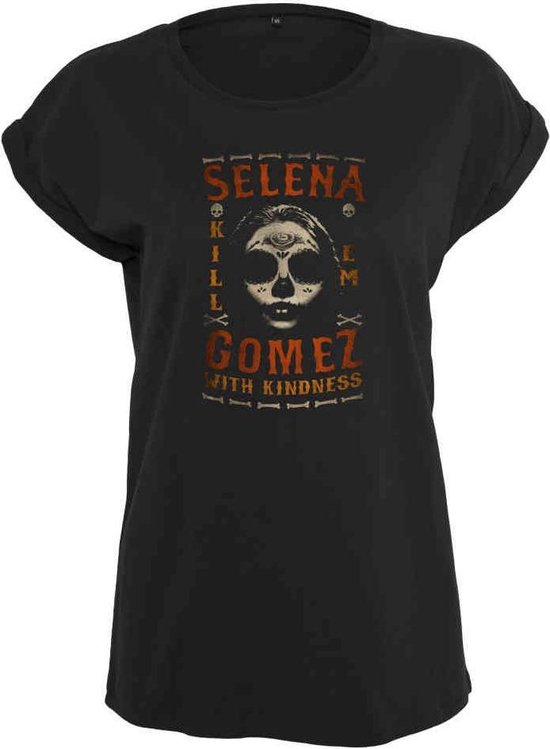 Urban Classics Dames Tshirt M Selena Gomez Kill Em Skull Zwart