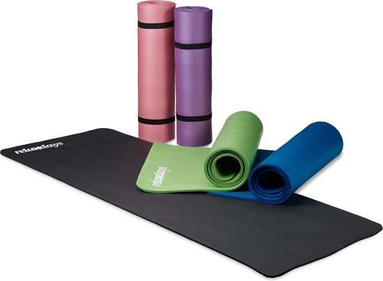 yogamat - 60 x 180 cm - 1 cm dik - met draagband - blauw van Yogamat — afbeelding 5