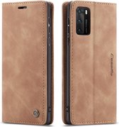 CaseMe - Huawei P40 hoesje - Wallet Book Case - Magneetsluiting - Licht Bruin