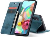 CaseMe Retro Wallet Slim voor Samsung A71 - Blauw
