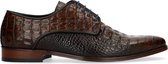 Black label - Heren - Cognac veterschoenen met snakeskin - Maat 41