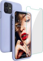 iPhone 11 Hoesje Liquid lila TPU Siliconen Soft Case + 2X Tempered Glass Screenprotector