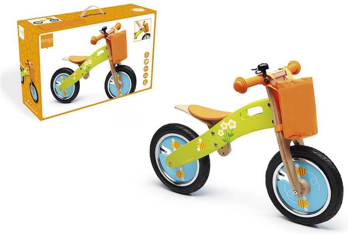 Scratch Loopfiets Hout Bloemetjes en bijtjes
