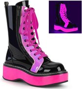 Demonia Laarzen -38 Shoes- EMILY-350 US 8 Zwart/Roze
