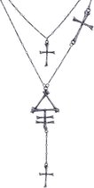 Phosphorus Bone ketting met alchemistische symbolen van botten zilver - Gothic Occult - Restyle