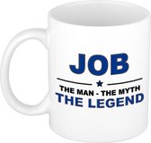 Naam cadeau Job - The man, The myth the legend koffie mok / beker 300 ml - naam/namen mokken - Cadeau voor o.a  verjaardag/ vaderdag/ pensioen/ geslaagd/ bedankt