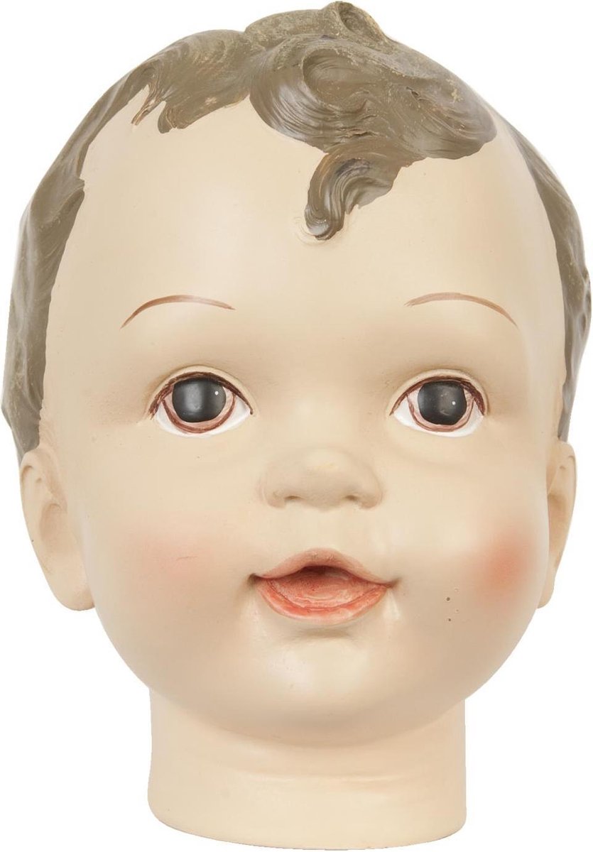 Beeld Kinderhoofd 12x10x13 cm Beige Kunststof