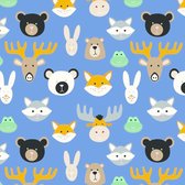 Inpakpapier Blauw + dierenprint 50cm x 200mtr