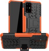 Voor Galaxy S20 + Tire Texture Shockproof TPU + PC beschermhoes met houder (oranje)