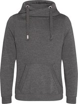 Cross Neck Hoodie  Unisex  Normal fit Charcoal maat XXL