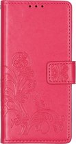 Klavertje Bloemen Booktype Samsung Galaxy A21s hoesje - Fuchsia