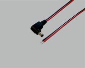 DC plug (m) haaks 5,5 x 2,5mm stroomkabel met open einde - max. 10A / zwart/rood - 2 meter