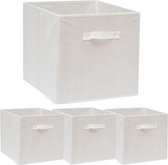 Coffret pliant 4 boîtes pour étagère Kallax blanc 33x38x33cm Boîte Expedit avec poignée en tissu