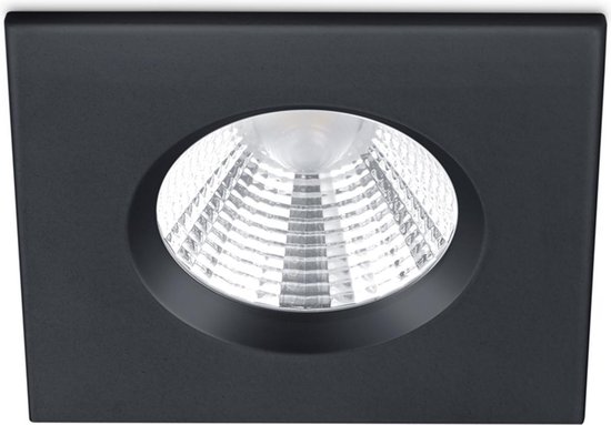 LED Spot - Inbouwspot - Trion Zagrona - 5W - Waterdicht IP65 - Dimbaar - Warm Wit 3000K - Mat Zwart - Aluminium - Vierkant