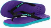 Waves teen slippers dames paars - turquoise maat 36 vegan duurzaam fair rubber flip flops