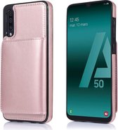 Wallet Case Samsung Galaxy A50 - roze + glazen screen protector