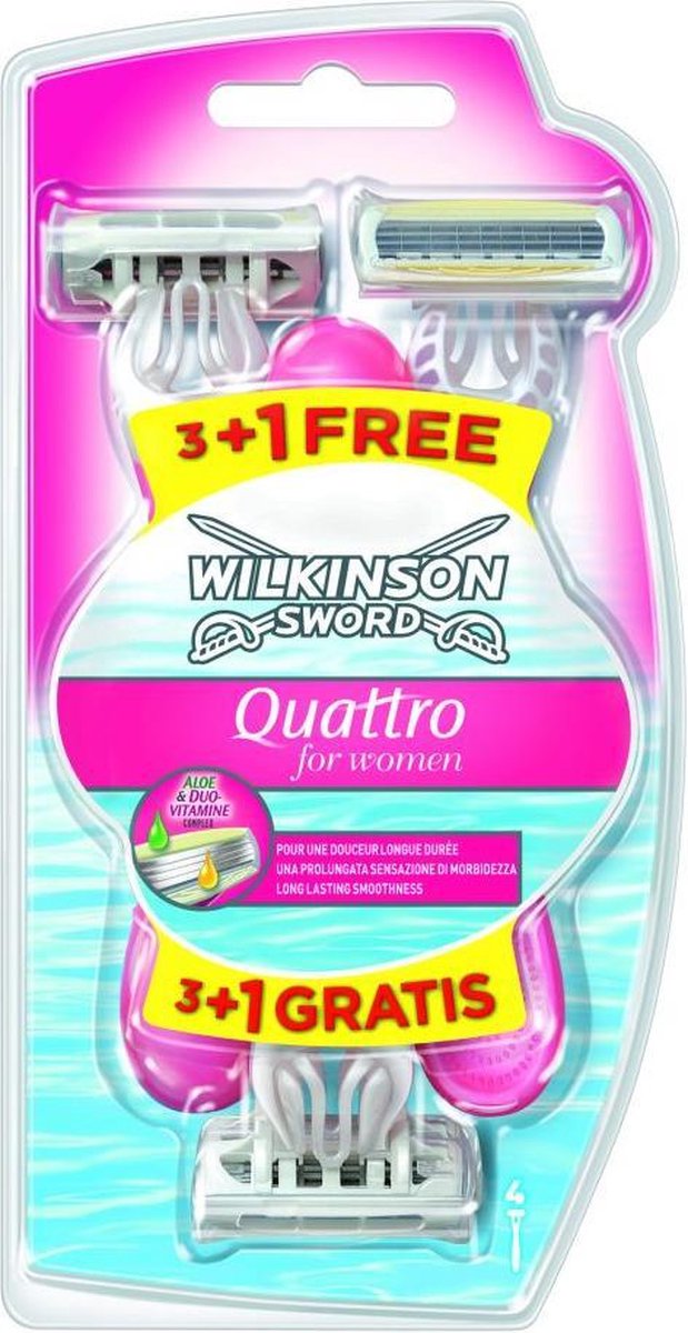 12x Wilkinson Woman Wegwerpscheermesjes Quattro For Woman 4 stuks