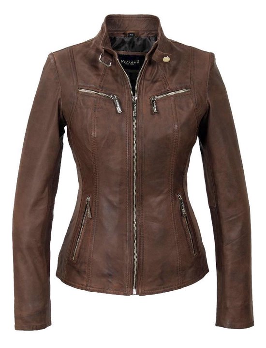 Versano Tulsa Leren Dames Bikerjack Dames Jas S - Bruin