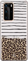 Huawei P40 Pro hoesje siliconen - Luipaard strepen | Huawei P40 Pro case | blauw | TPU backcover transparant